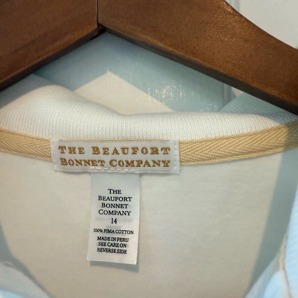 THE BEAUFORT BONNET COMPANY Prim + Proper Polo Worth Avenue White NWT Boys 14 - Picture 3 of 4